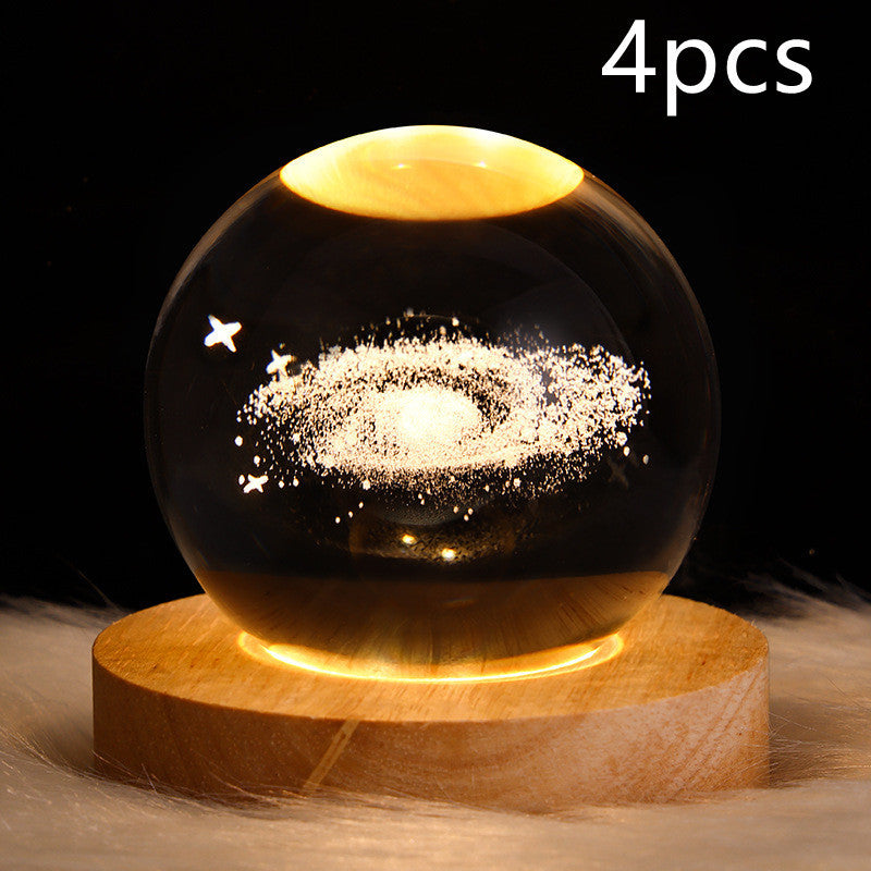 LED Night Light Galaxy Crystal Ball Table Lamp 3D Planet Moon Lamp Bedroom Home Decor For Kids Party Children Birthday Gifts