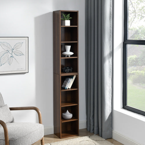 8 Tier Media Tower, CD DVD Slim Locker With Adjustable Shelves, High & Narrow Bookshelf Display Bookshelf, Suitable For Home Office, Multifunctional Double Deck Bookshelf