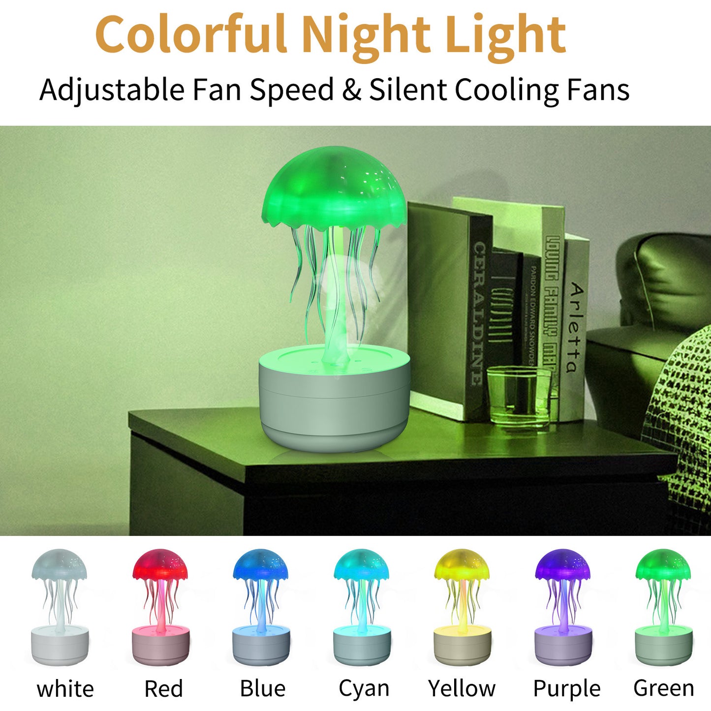 New Creative Jellyfish Humidifier Ultrasonic Essential Oil Diffuser Colorful Night Light Atomizer