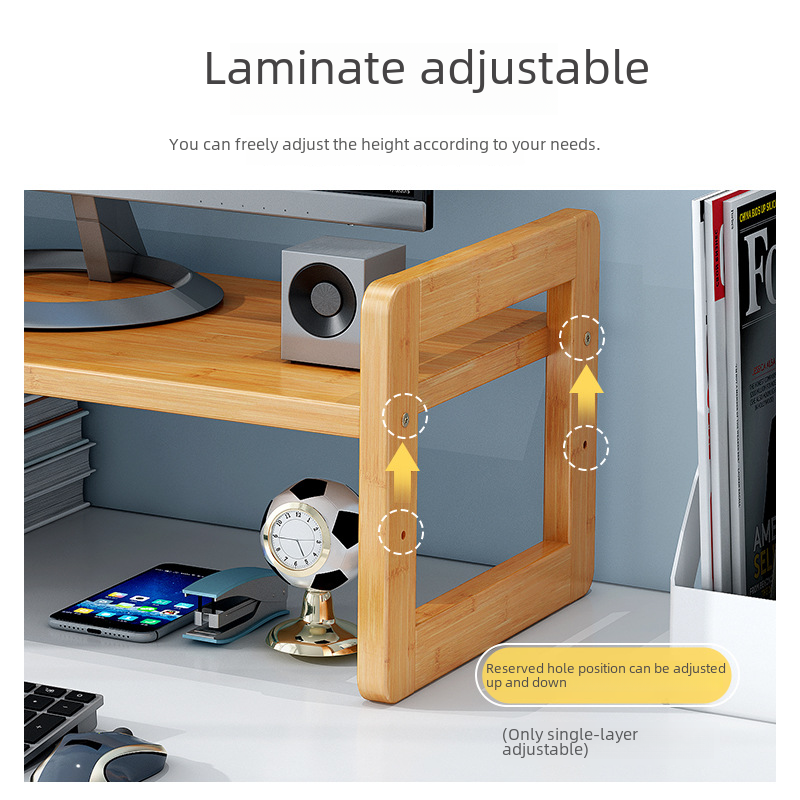 Computer Elevating Rack Desktop Monitor Pad High Base Office Desktop Nanmu Bamboo Display Storage Rack